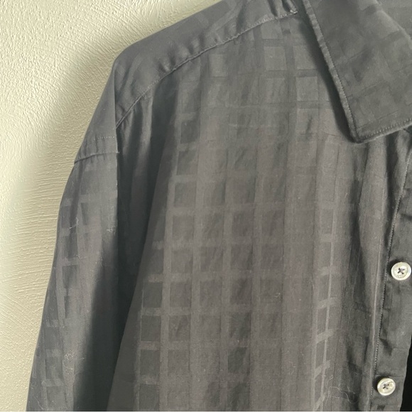 Bugatchi Mens Long Sleeve black window pane shaped fit size large city design - Picture 3 of 11